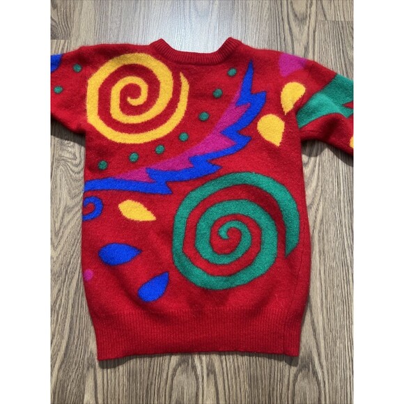 IB Diffision Lambswool Blend Neon Geometric Sweater Sz S Colorful - Picture 2 of 6
